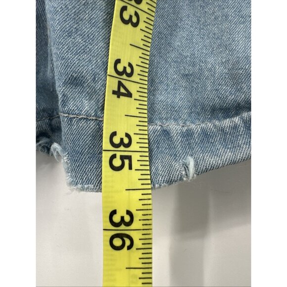 Veveret Denim Shirt Dress Womens Large Blue Pleated Button Boho Western Concert - Picture 12 of 13